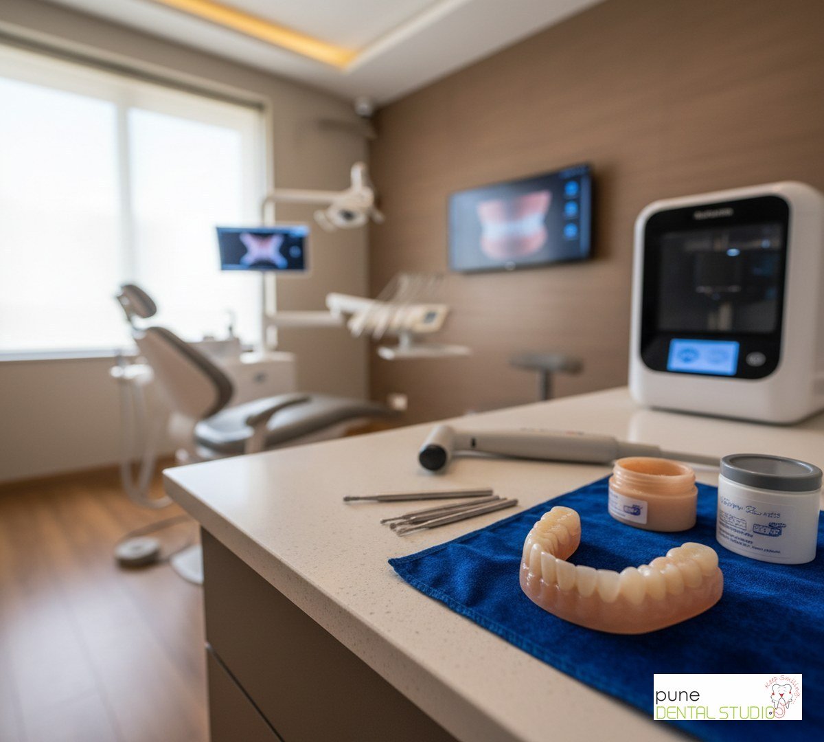 Equipment and interior of a Dental Clinic in Baner, illustrating “Dentures at 65: Why Modern Dentures Feel and Function Differently Than Your Parents' Did”, for the section “When Your Parents' Dentures Aren't Your Future”