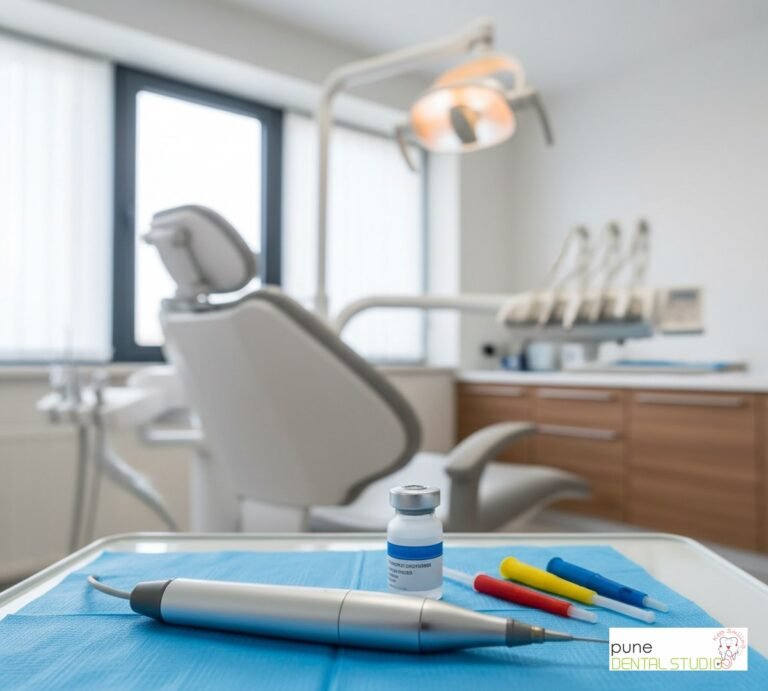 Equipment and interior of a Dental Clinic in Baner, illustrating “The 'Zero-Pain Injection' Secret: How Modern Dentistry Numbs Without the Sting”, for the section “The Question I Hear Every Single Day”