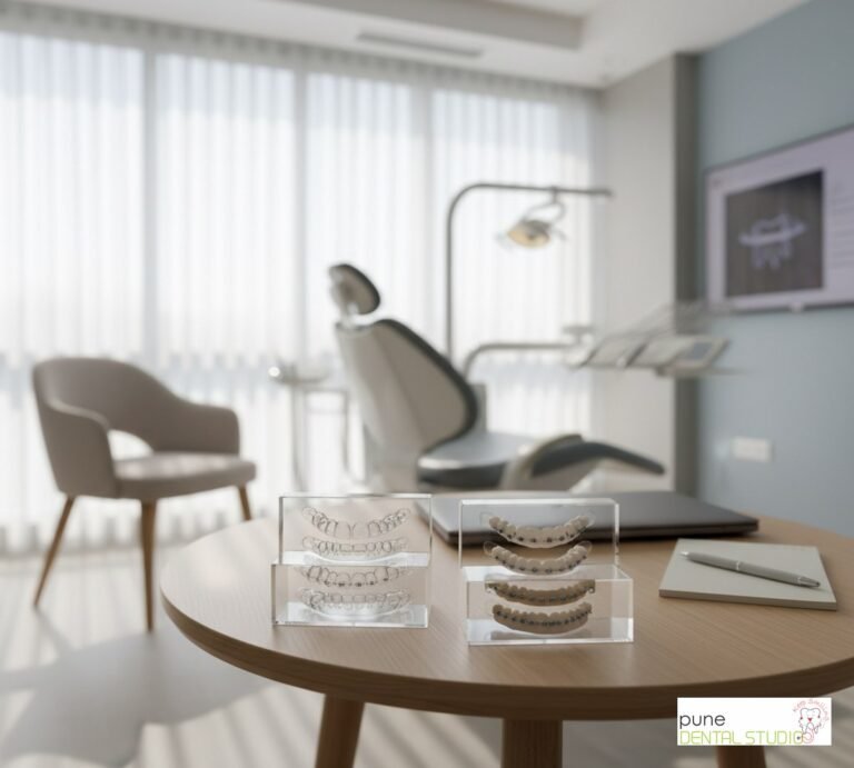 Equipment and interior of a Dental Clinic in Baner, illustrating “Invisible Aligners vs Traditional Braces: Which One is Right for You?”, for the section “When Someone First Asks Me This Question”