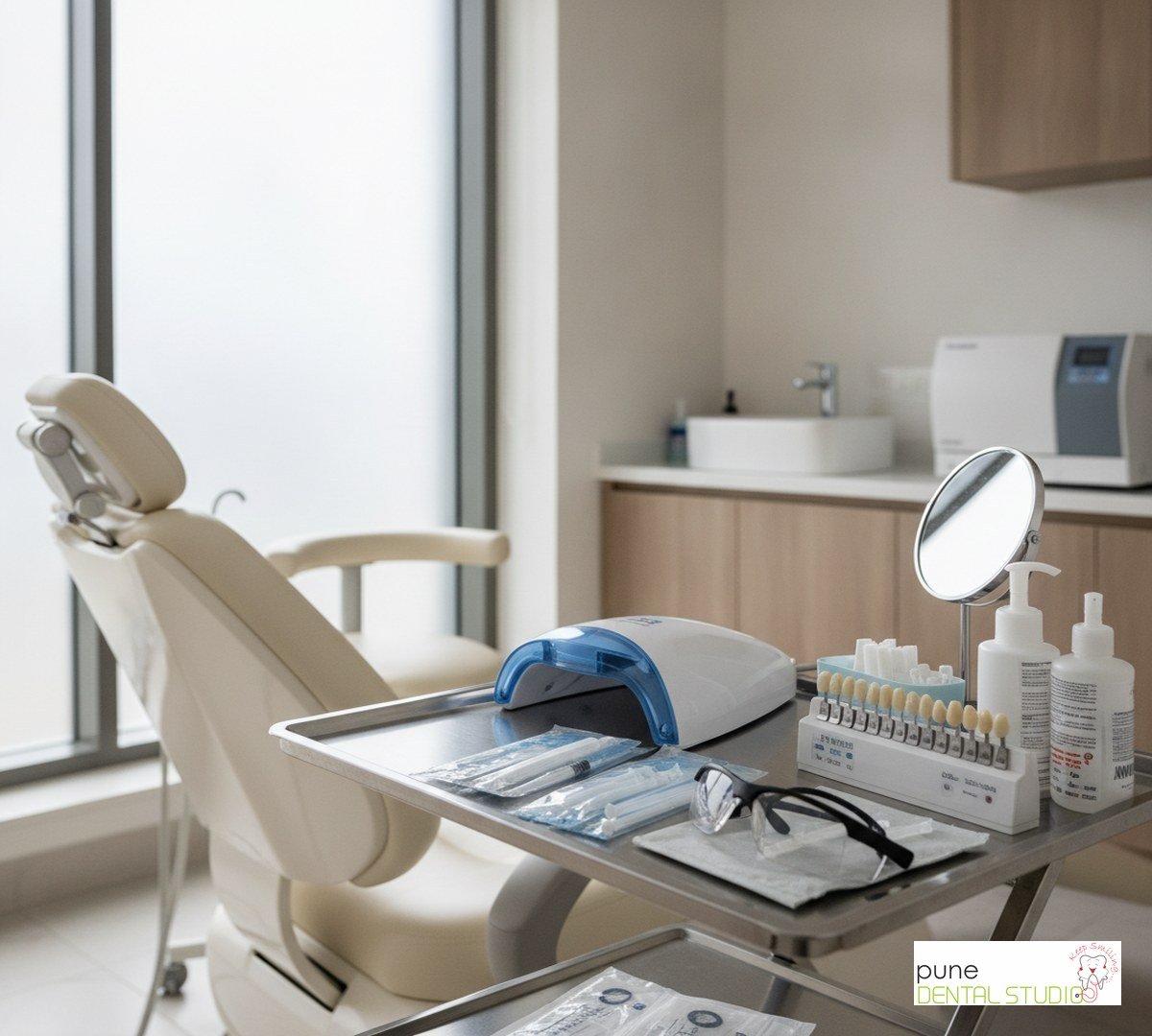 Equipment and interior of a Dental Clinic in Baner, illustrating “Professional Teeth Whitening Before Your Wedding: Timeline and Results”, for the section “The Question I Hear Every Wedding Season”