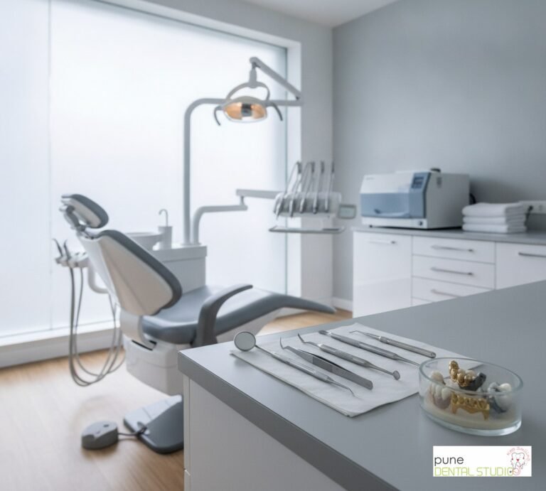Equipment and interior of a Dental Clinic in Baner, illustrating “Dental Crowns & Bridges Cost in Balewadi: An Honest Price Guide”, for the section “When a tooth breaks or you're facing a gap”
